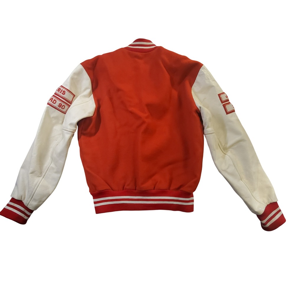 Vtg 90s Southgate Varsity Letterman Jacket Red Leather Wool Gator Bomber Canada - Picture 3 of 13